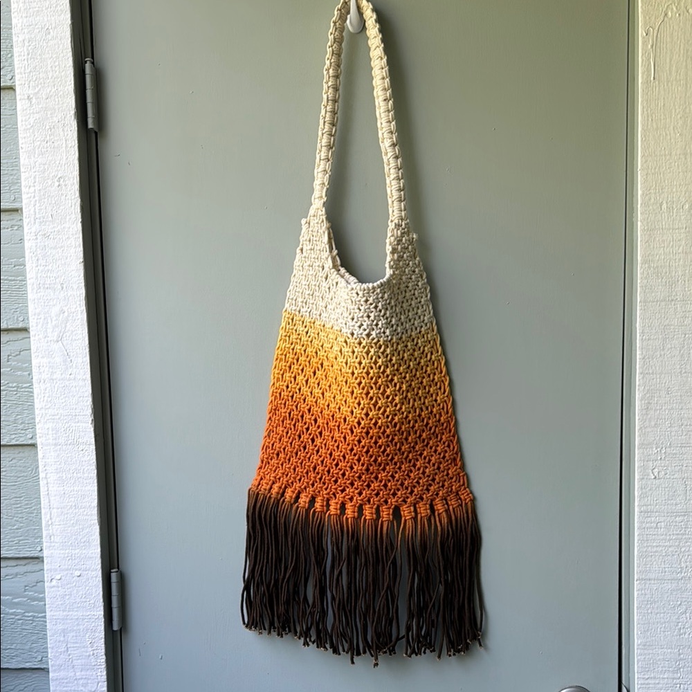 Boho Crochet Fringe Tote